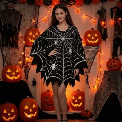 Strašidelný halloweenský pavučinový plášť Děsivé pončo Plášť Cosplay Kostým na párty Karnevalový kostým