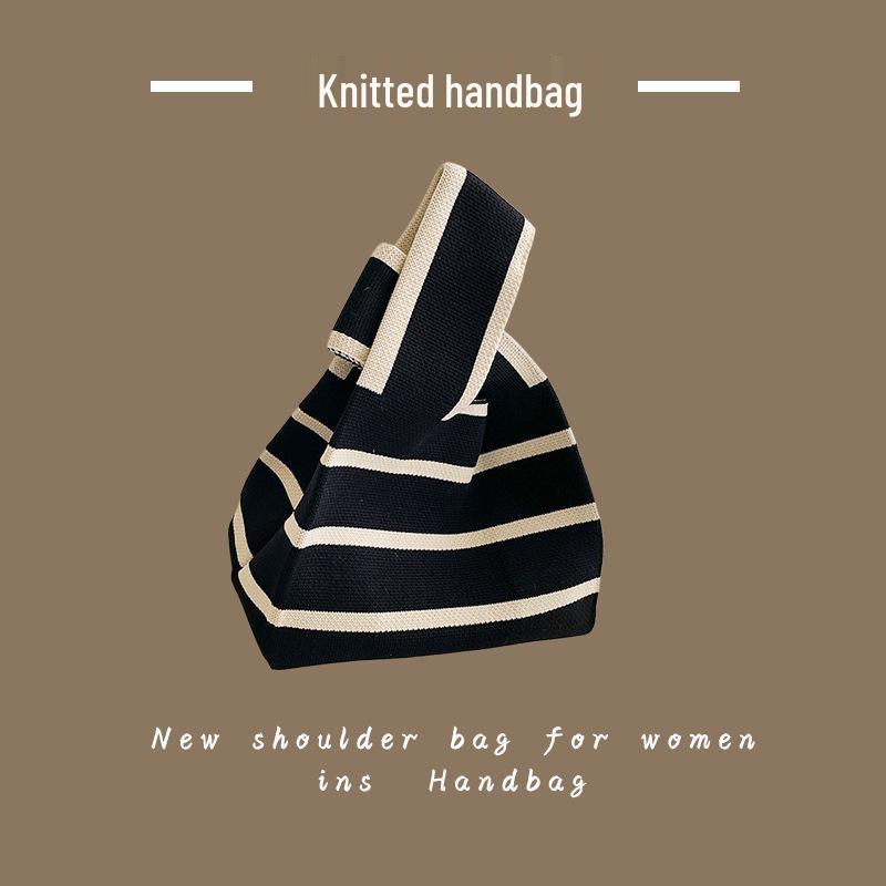 Trendy Women's Knitted Wool Bucket Handbag - Casual Tote & Lunch Box Bag