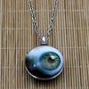 Gothic Style Vitreous Eyeball Pendant Necklace Unique Punk Chain Jewelry For Men Daily Wear