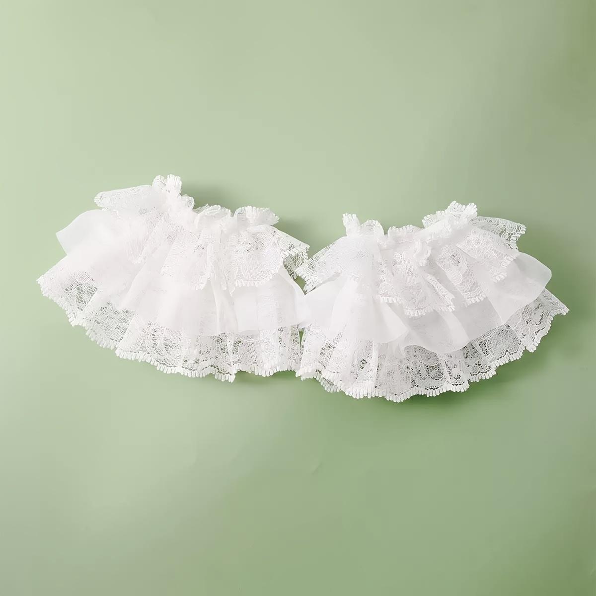 

Floral Lace Arm Sleeves with Ruffled Edges Dance Outdoor, Breathable Elastic Cuffs Korean Style Fashion Accessories