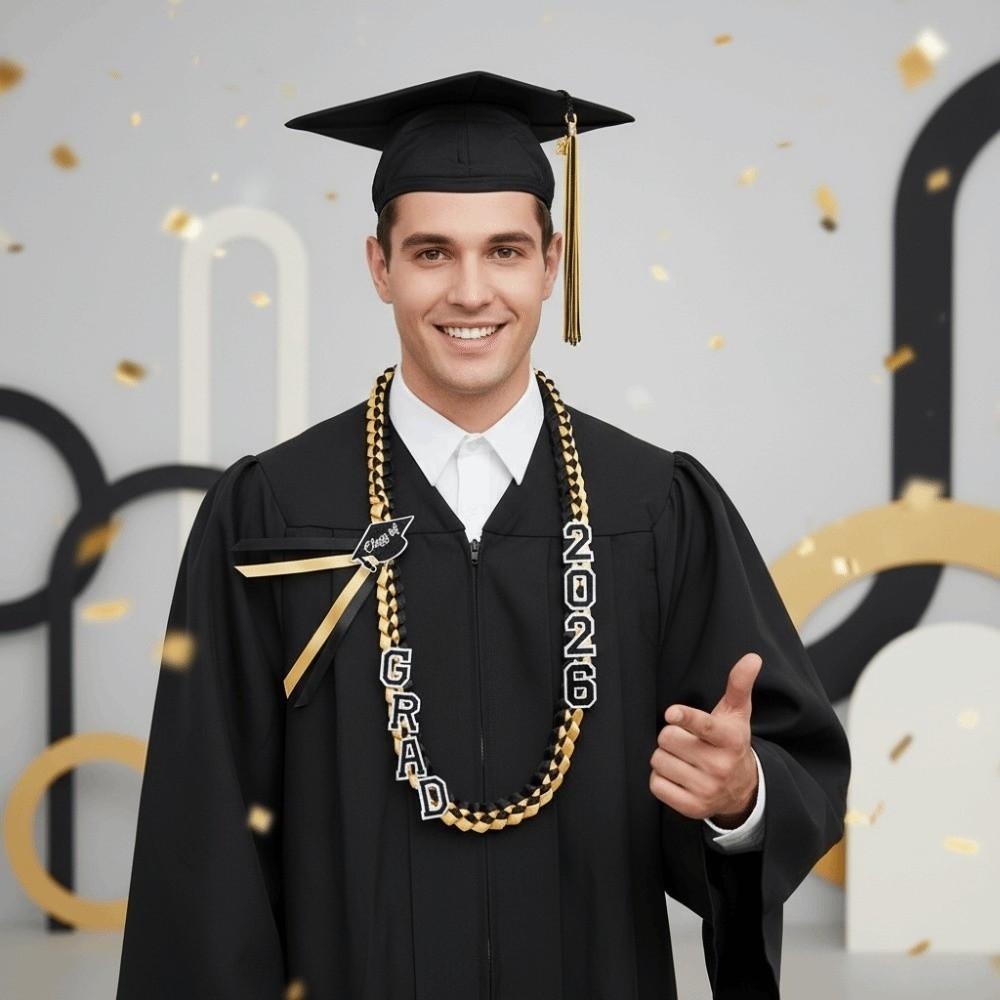 Double-layered Weaving Braided Satin Necklace Senior Year Garland School Spirit Celebration