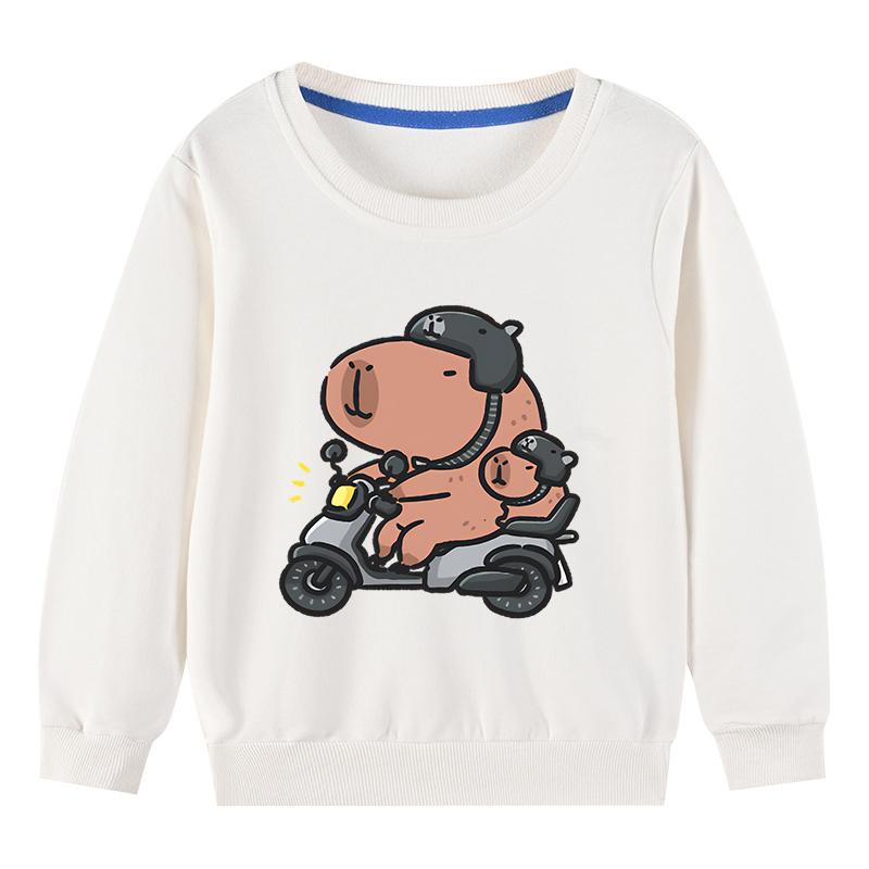 Children's Clothing Kawaii Cartoon Capybara Print Long Sleeve T-shirt Animal Capibara Sport Shirts Kids Cotton Sweatshirt