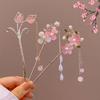 Vintage Chinese Style Pink Flower Hair Sticks For Women Elegant Crystal Tassel Hairpins Hair Buns Hanfu Headwear  Hair Ornaments