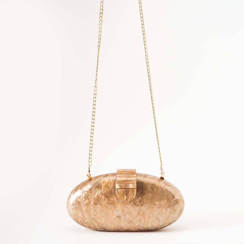 

Apricot Pearlescent Coffee Oval Acrylic Head Fashion Crossbody Shoulder Acrylic Dinner Bag жёлтый
