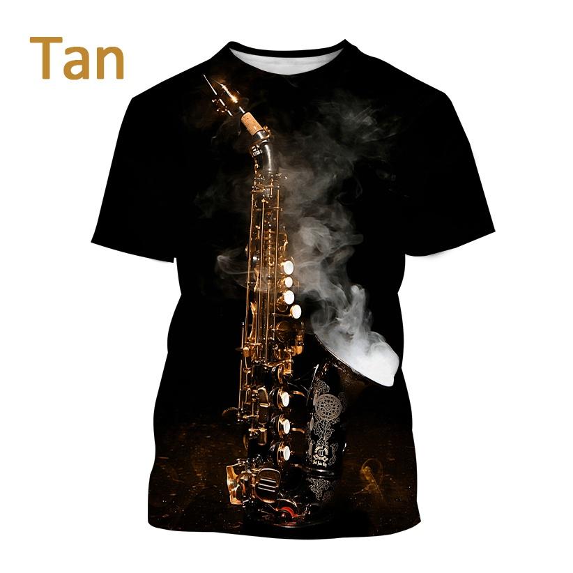Men's Music Art Short-sleeved T Shirt 3D Printed New Jazz Musical Instrument Saxophone T Shirt Harajuku Style Streetwear Top
