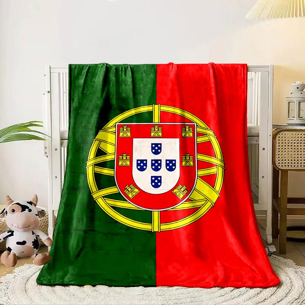 A Red and Green Background with a Yellow Armillary Sphere and a Shield. for All Seasons Blanket Lunch Break Throw Gift