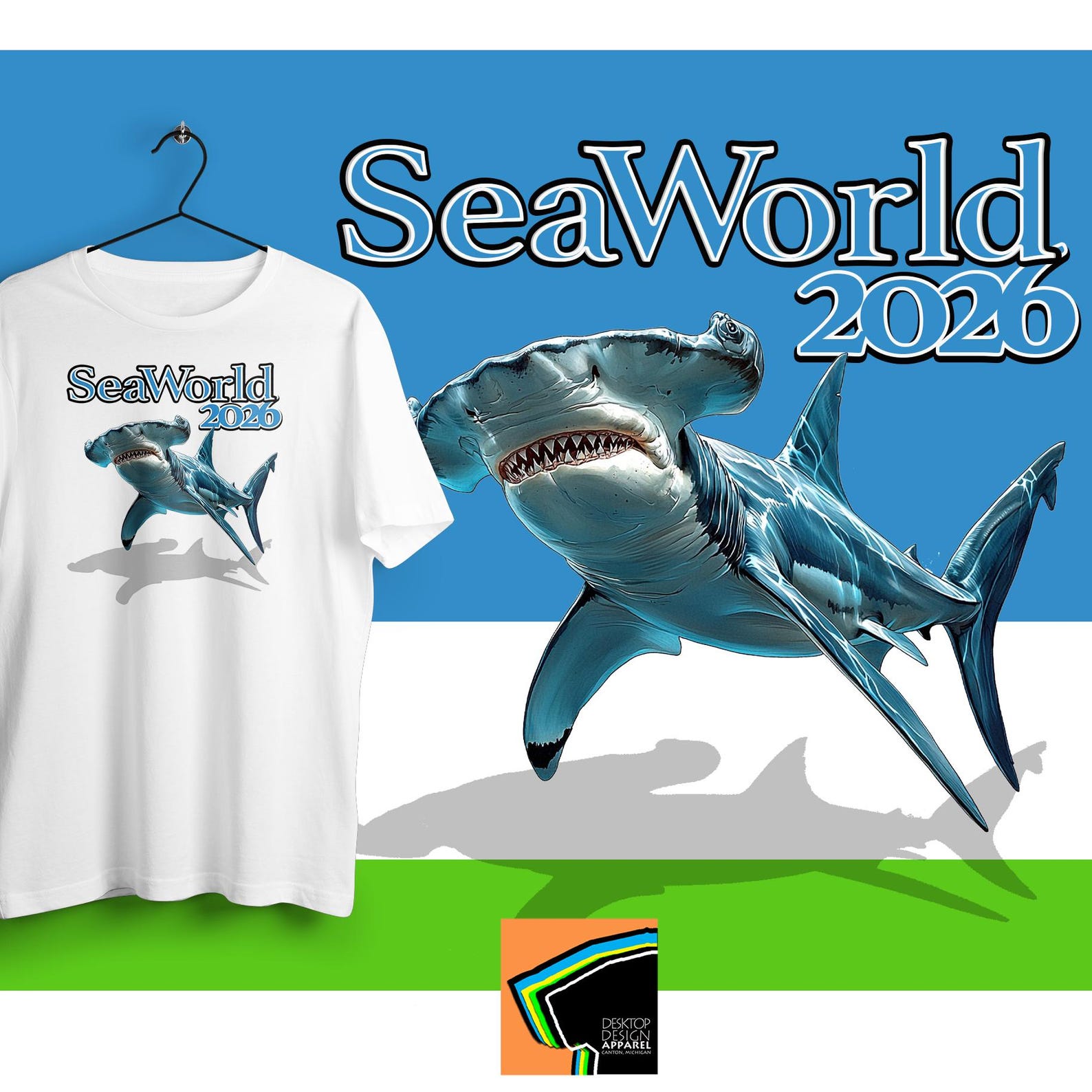 Shark Top, Hammerhead Shark Tee, Water Adventure Shirt, Water Park Shirt, Water Park Shirt S