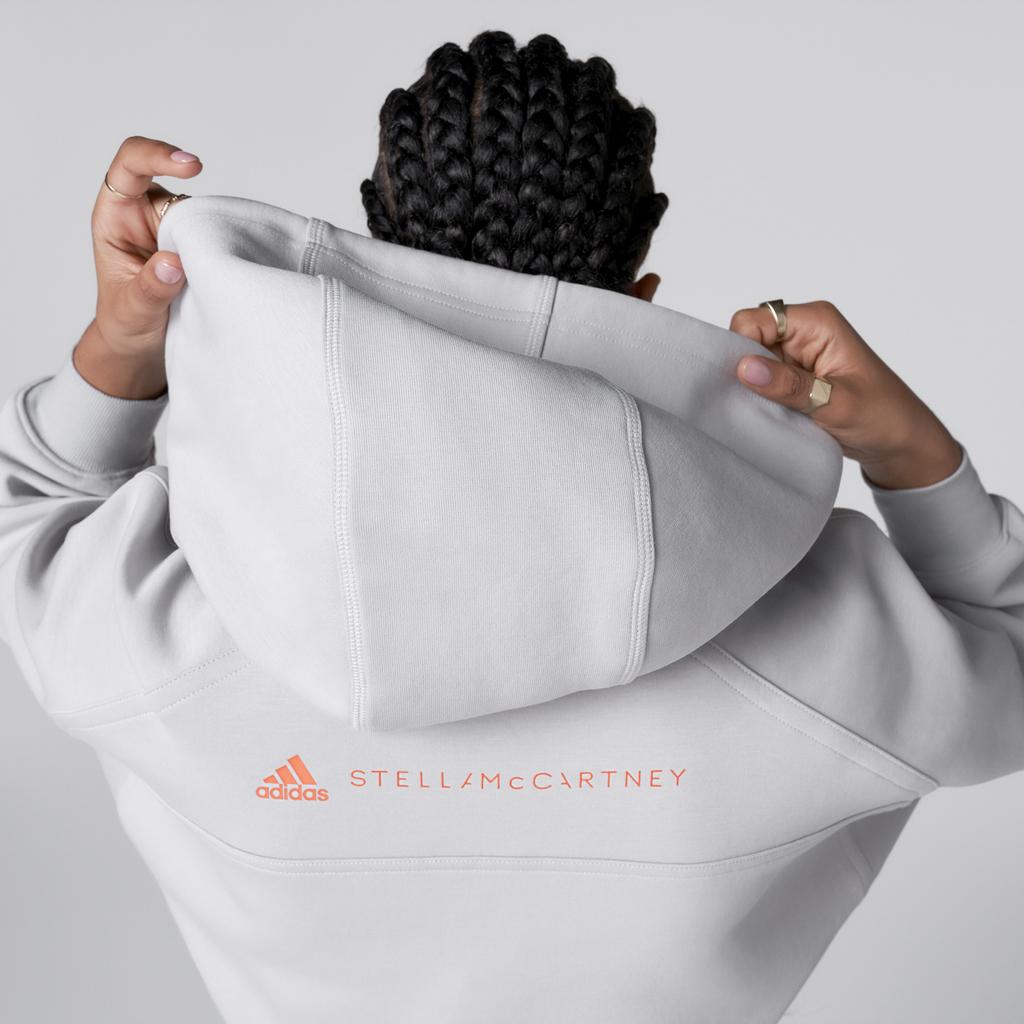 Adidas X Stella McCartney Co-Branded Solid Color Hooded Sports Jacket Women Outerwear Grey HA8961