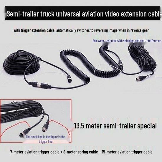 Aviation Head Spring Wire Four-Way Camera Connection Cable for Truck and Semi-Trailer Monitoring