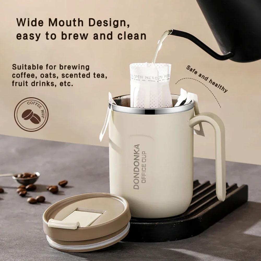 500ml Mug Office Portable Insulated Coffee Cup with Straw Travel Mug Handle Cup Drink Water Tea Milk Bottle Storage Tool