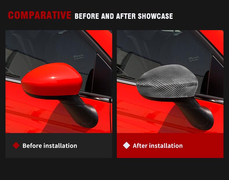 Fiat 500 Carbon Fiber Side Mirror Cover Sticker