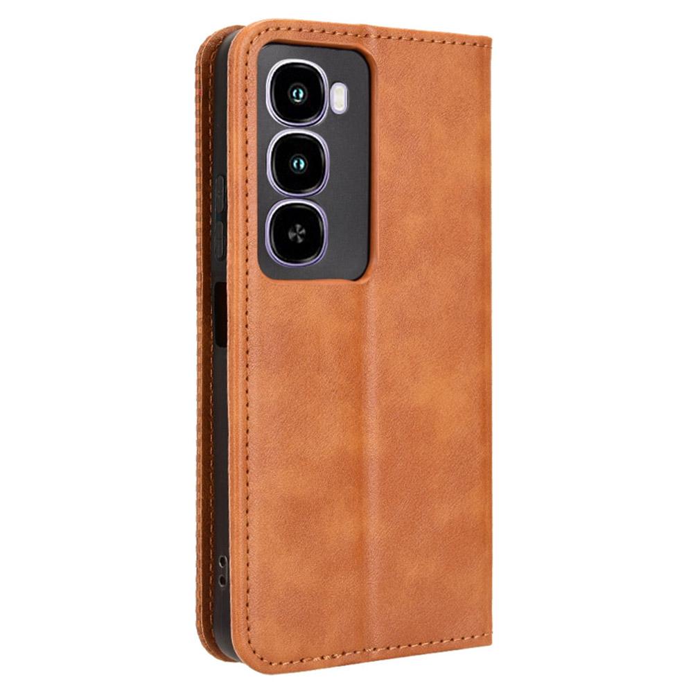 For itel City 100 4G Leather Case Wallet Stand Retro Texture Phone Cover