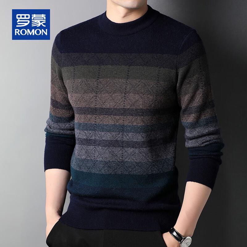 

ROMON Men s 100% Wool Striped Pullover Sweater 2XL