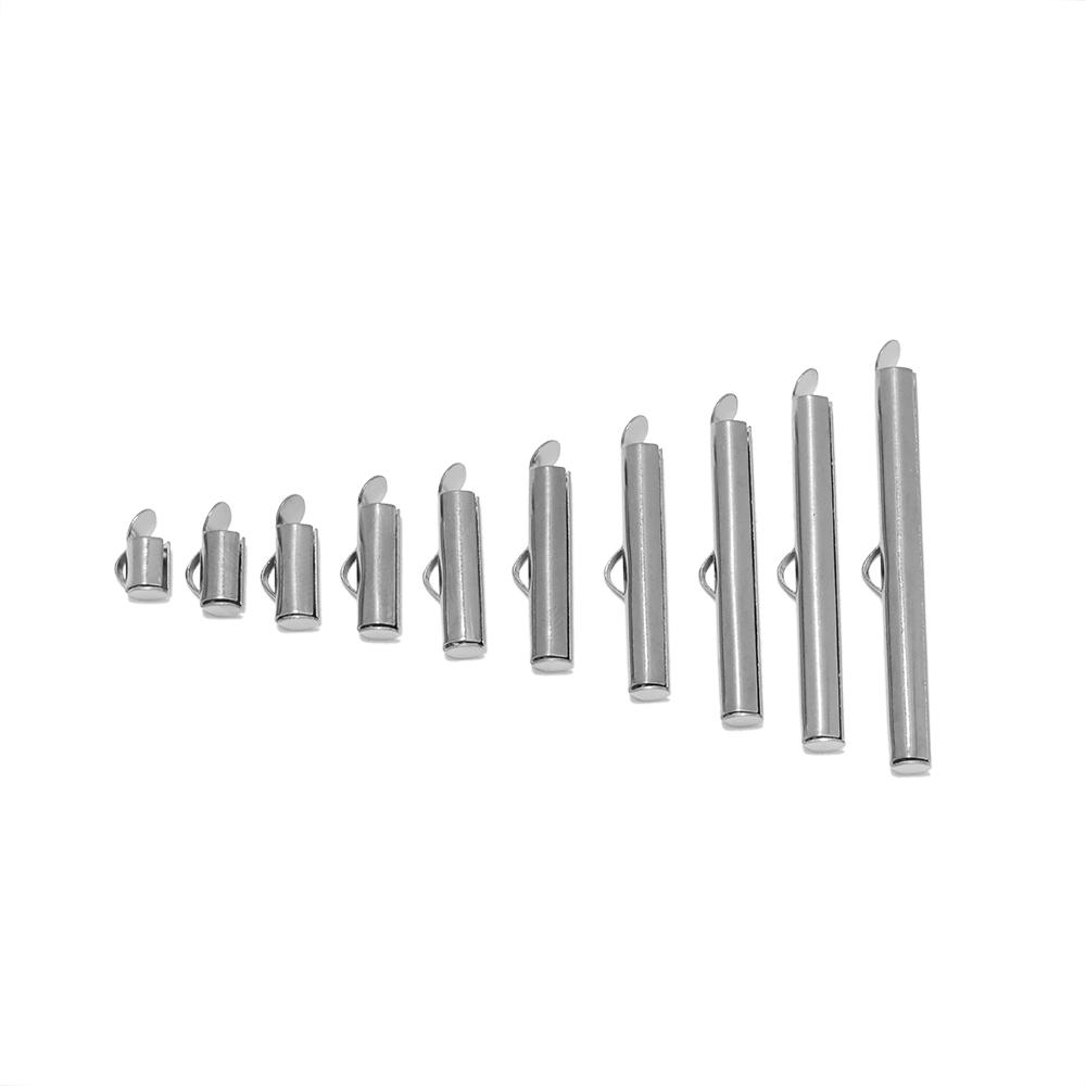 

20pcs Stainless Steel Crimp End Caps Slider Clasp Buckles Tubes Connectors Findings for DIY Bracelet Jewelry Making Accessories 6mm