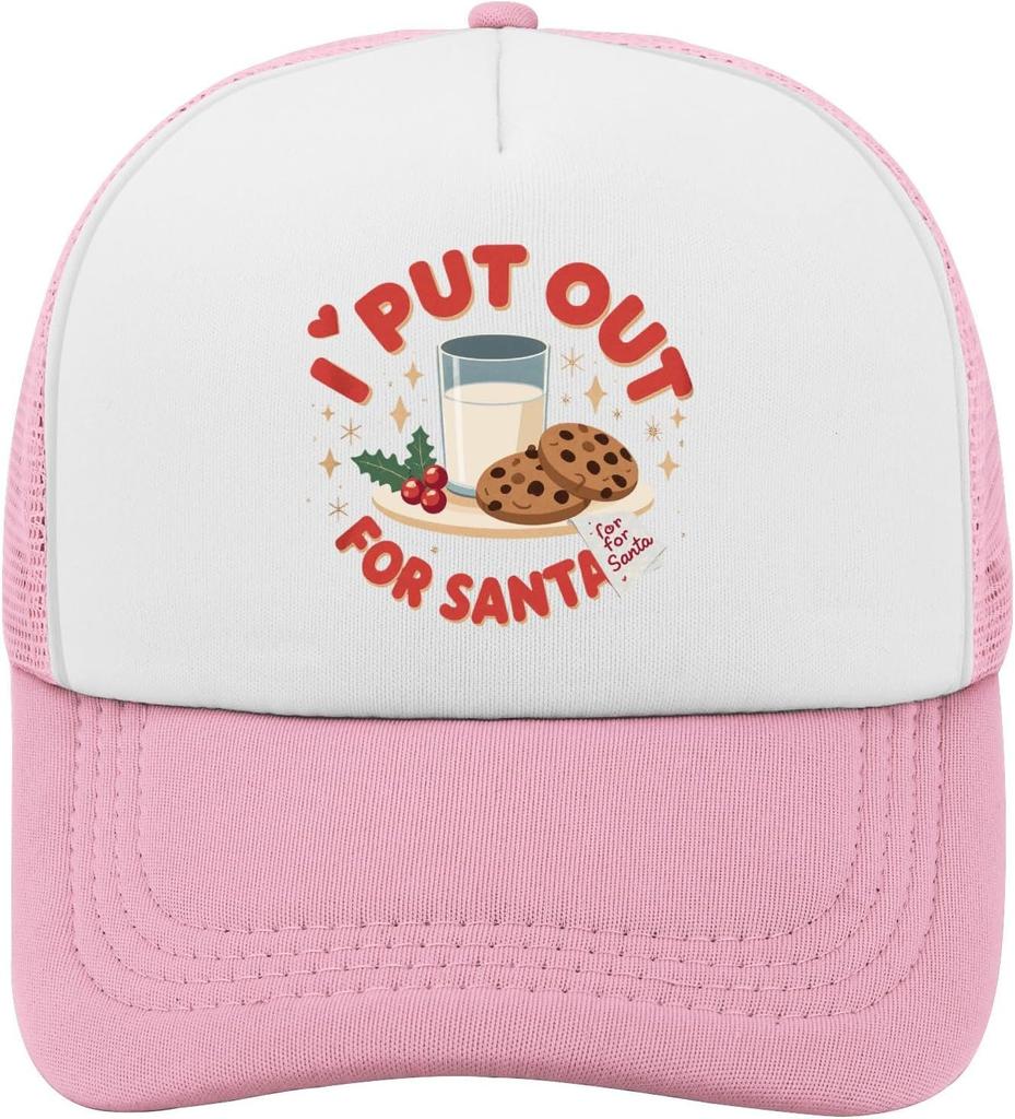 I Put Out For Santa Christmas Graphic Trucker Hat Polyester Adjustable Casual Baseball Cap