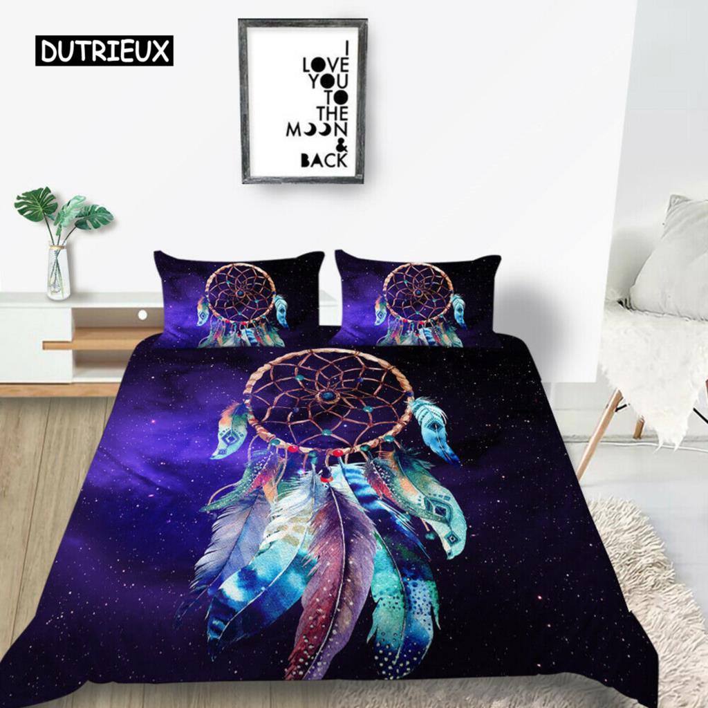 Psychedelic Bohemian Dreamcatcher Bedding Set Single King Queen Size Duvet Cover With