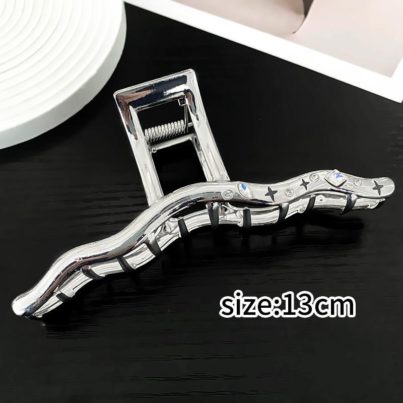 Exquisite Silver Color Crystal Hair Claws Fashion Geometric  LargeMetal Hair Clips Grab Hairpins For Women Girl Hair Accessories