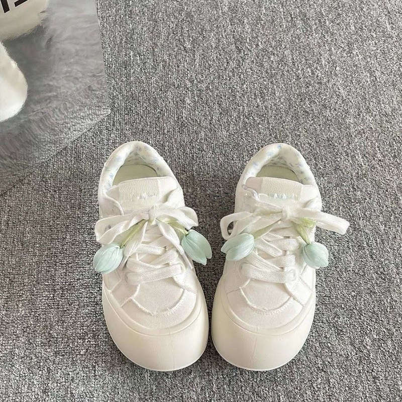 Student board shoes women's spring and autumn new tulip platform with skirt casual bread shoes