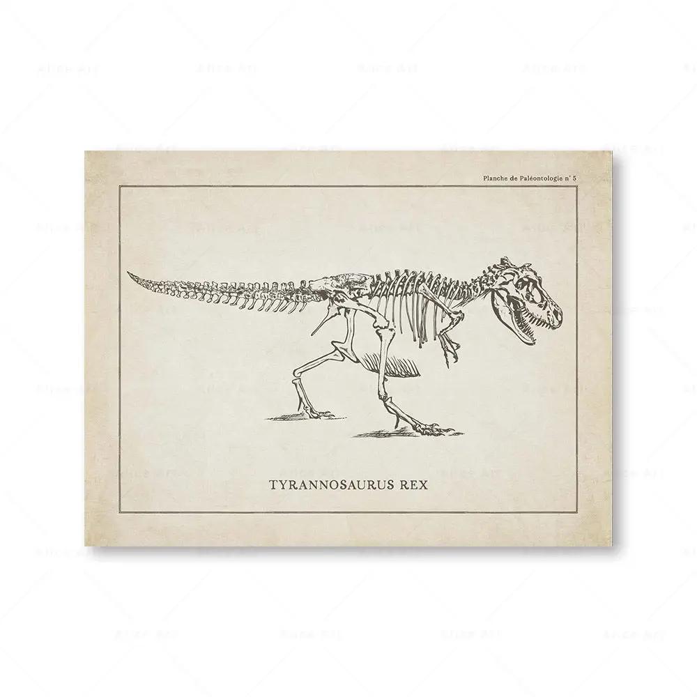 Canvas Painting Nordic Posters And Prints Vintage Dinosaur Skeleton Paleontology Wall Art Wall Pictures For Boy Kids Room Decor