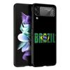 Phone Case for Samsung Galaxy Z Flip 3 4 5 6 7 Folding Black Shell For Samsung Z Flip4 Flip5 PC Hard Cover Large Brazil Flag