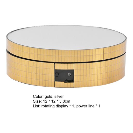 12cm Rotating Display Stand Mirror 360 Degree Rotation Electric Turntable Jewelry Holder for Photography