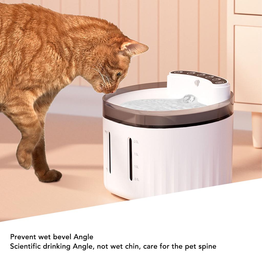 2L Wireless Pet Fountain Quiet Self Circulating Filtration Rechargeable Plastic Automatic Cat Water Fountain for Indoor Cats
