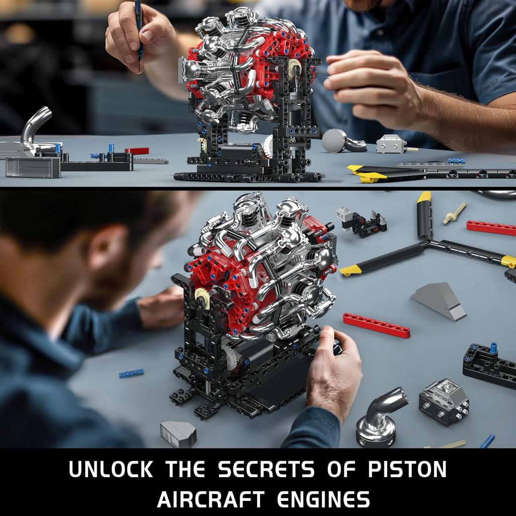 Mould King 10211 Aircraft Engine Building Blocks Set, 1147+ Pieces, Technic-Style Engine Model, STEM Learning Toy for Adults and Kids, Building Kit,