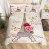 Vintage Eiffel Tower Duvet Cover Set Modern 3D Paris Theme Bedding Sets World Famous City Landscape Comforter Cover Quilt Cover