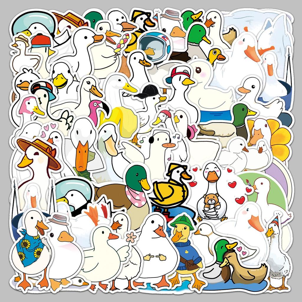 50PCS Duck Animal Waterproof Stickers for Luggage, Scooter, Laptop, Tablet, and Water Bottle Decoration