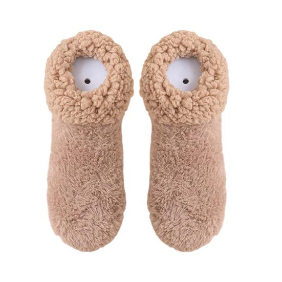 Fluffy Winter Ankle Socks Women Fuzzy Slipper Socks with Grips Plush Warm Non-slip Low Cut Socks for Home Lounging