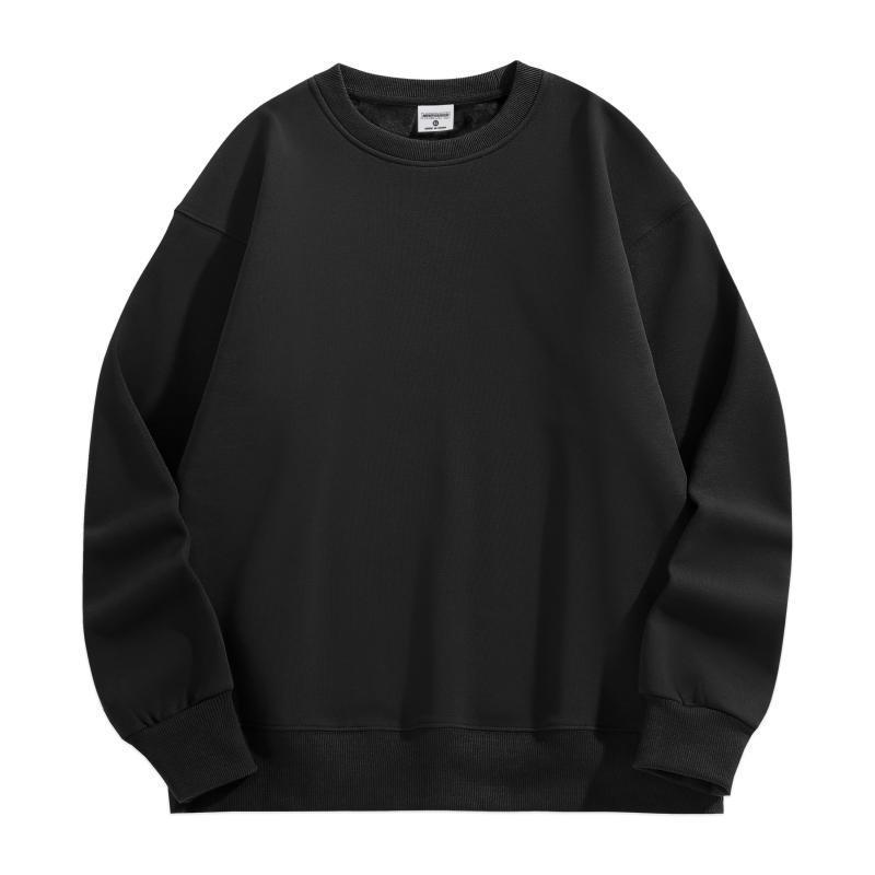 Men's Heavyweight Velvet Crewneck Sweatshirt - Thick Lambswool-Style, Loose Fit, Solid Color, Unisex, 500g.