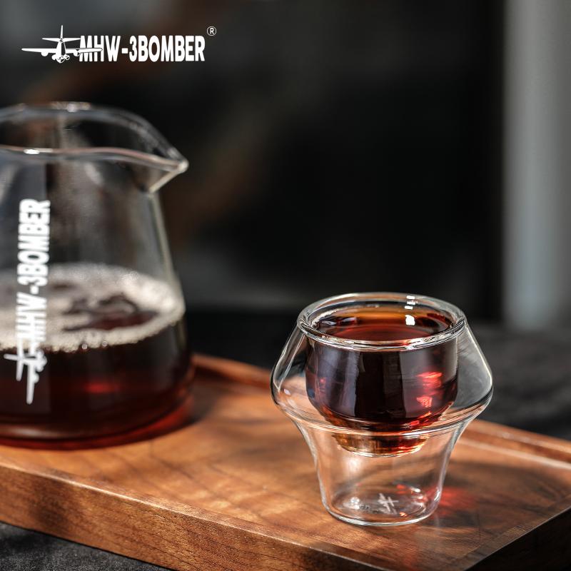 Dubbelväggigt glas espressokopp 60 ml Isolerade genomskinliga kaffeshotsglas Latte Cappuccino Te Muggar Set Kök Kaffetillbehör