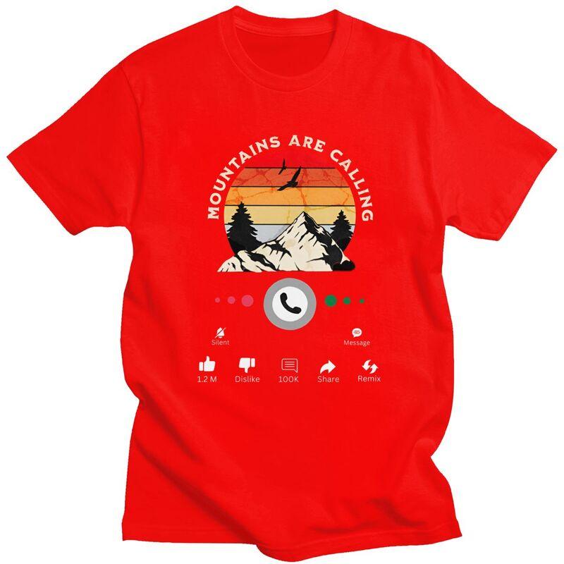 

Male Mountains Are Calling T Shirt Short Sleeve Cotton Tshirts Birthday Gift Leisure Camping Adventure Tees Loose Fit Clothing S