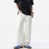 Spring and Autumn American High Street Ripped Jeans Men's Loose Straight Wide Legs Pants