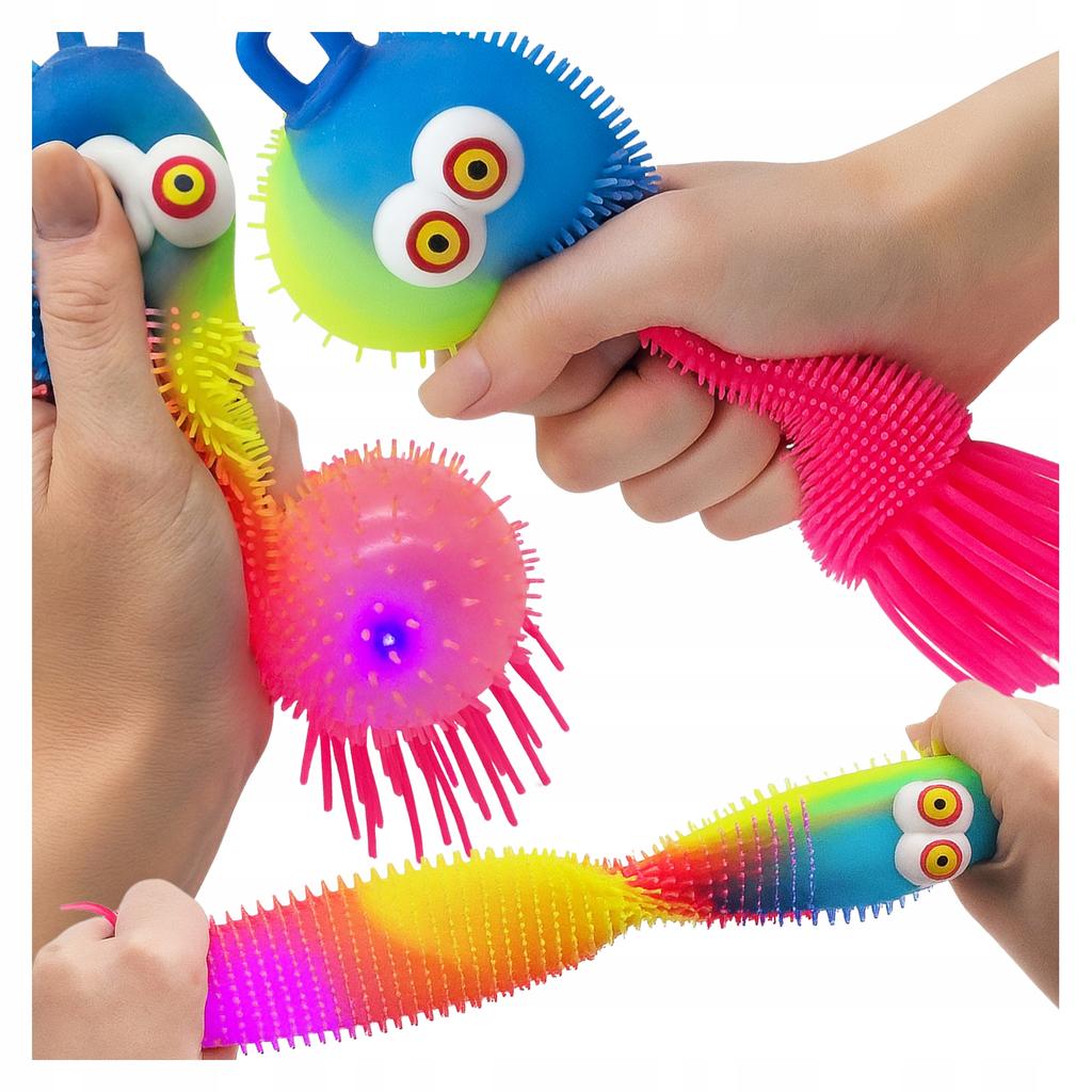 12X Gniotek Ośmiorniczka Rozciągliwa Świeci Kałamarnica 21Cm Zestaw Display