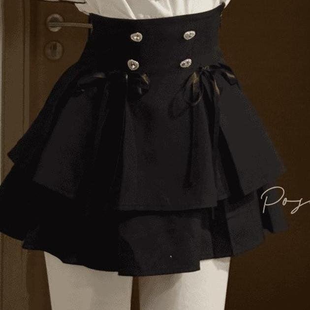 

POSHOP Bell Sleeve Chiffon Top & Slimming Winter Half Skirt Two-Piece Set XL (suggested for 111-125 jin)