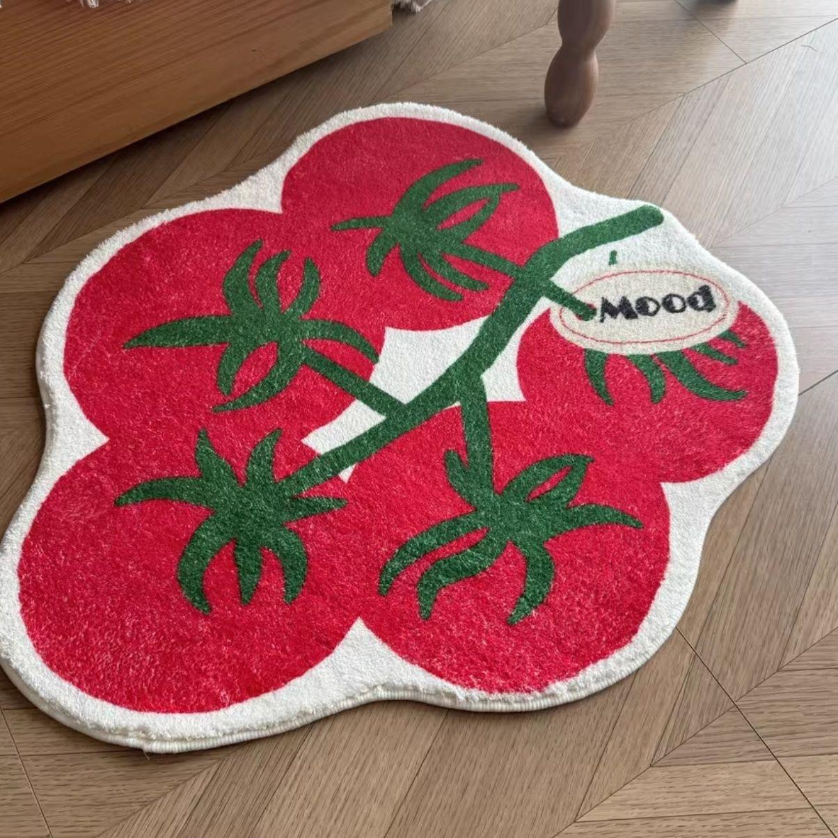 

VIKAMA Ins Style Net Red Tomato String Shaped Faux Cashmere Living Room Bedroom Decorative Carpet Bedside Rug Machine Washable 40X60CM(1.3X2FT
