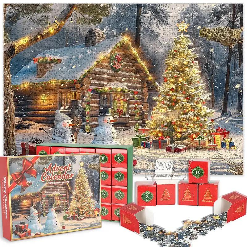 Blind Box 24 Days Advent Calendar 2025 Christmas Gifts Puzzle Santa Claus Snowman Mystery Boxes for Adults Kids Puzzles Toys