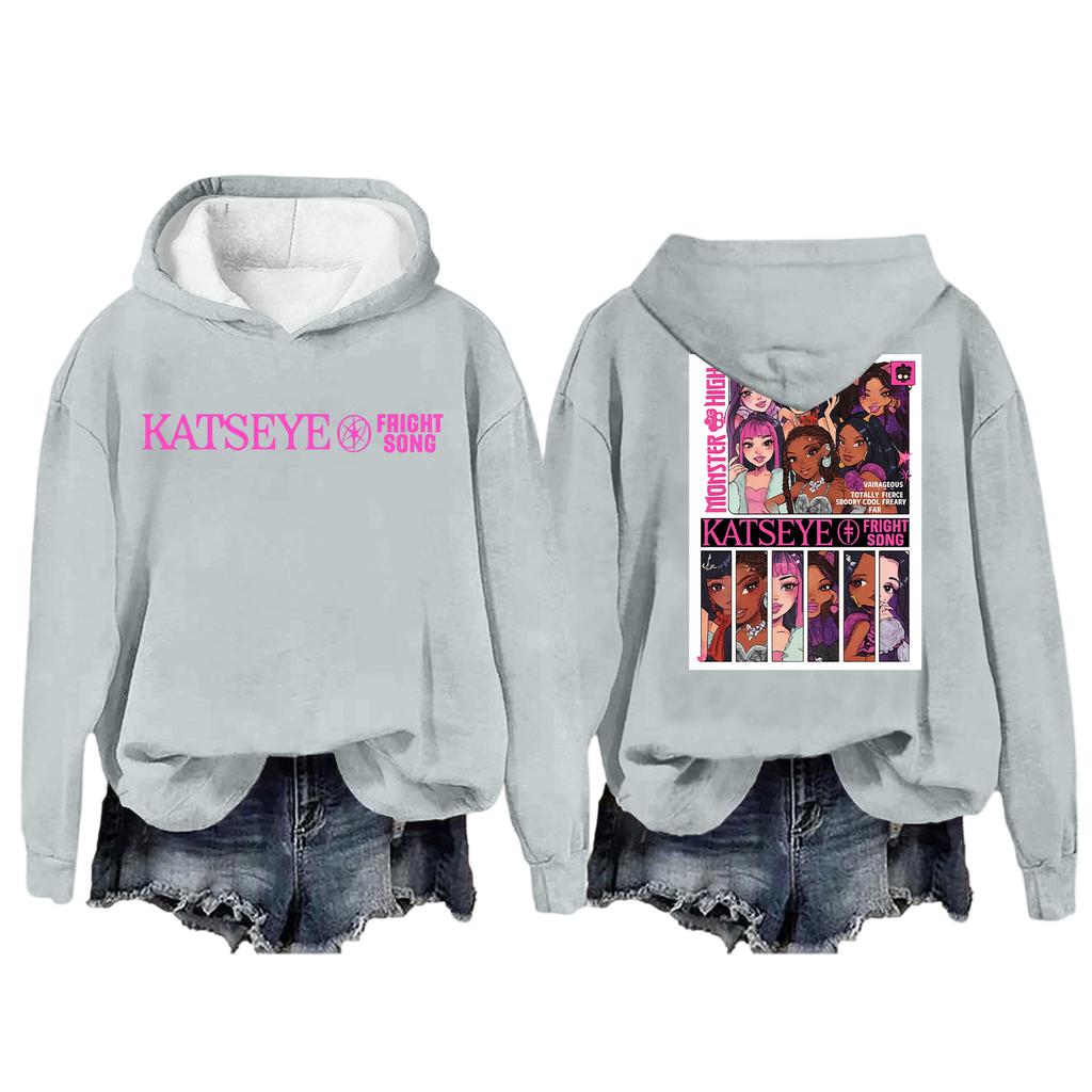 Mote Casual Langermet Løs Trykket Pullover Sport Langermet Hettegenser for Kvinner