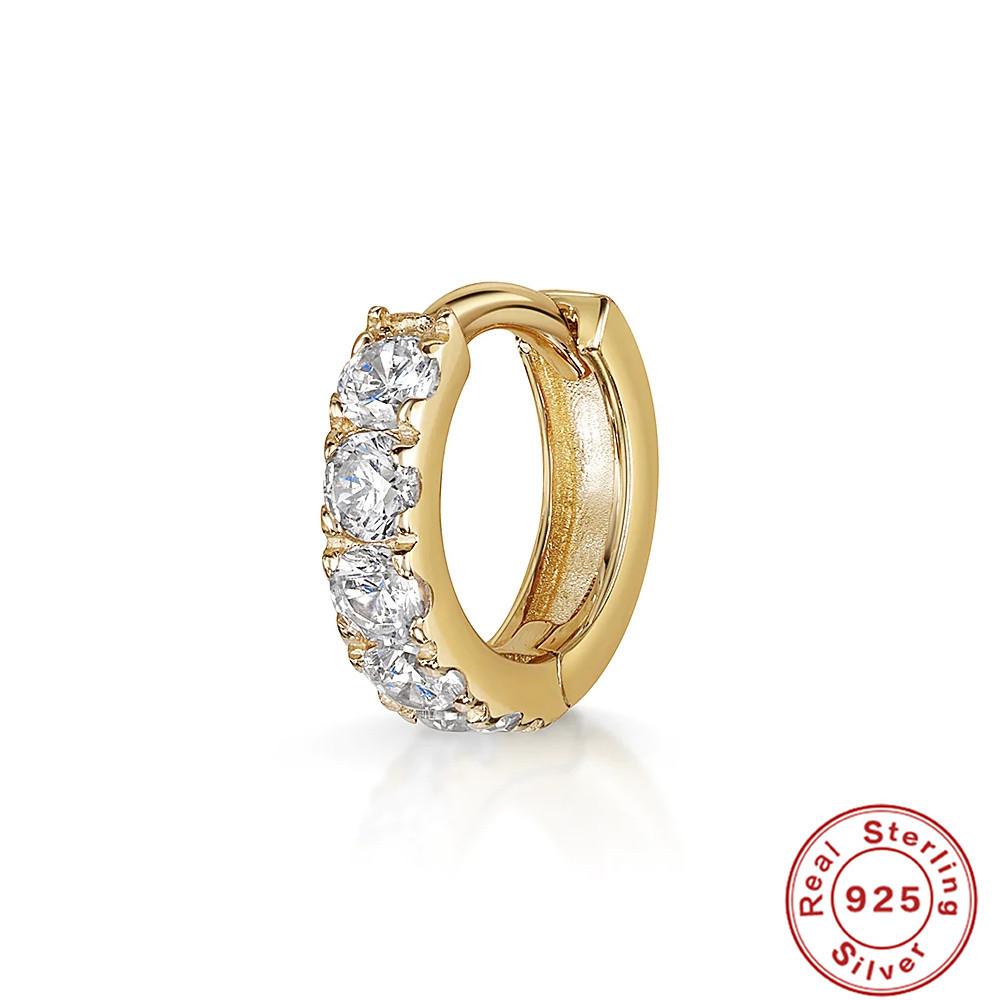 S925 Sterling Silver Cartilage Piercing Zircon Diamond Earrings Ear Buckle Earrings Earbone Ring Hipster Earrings