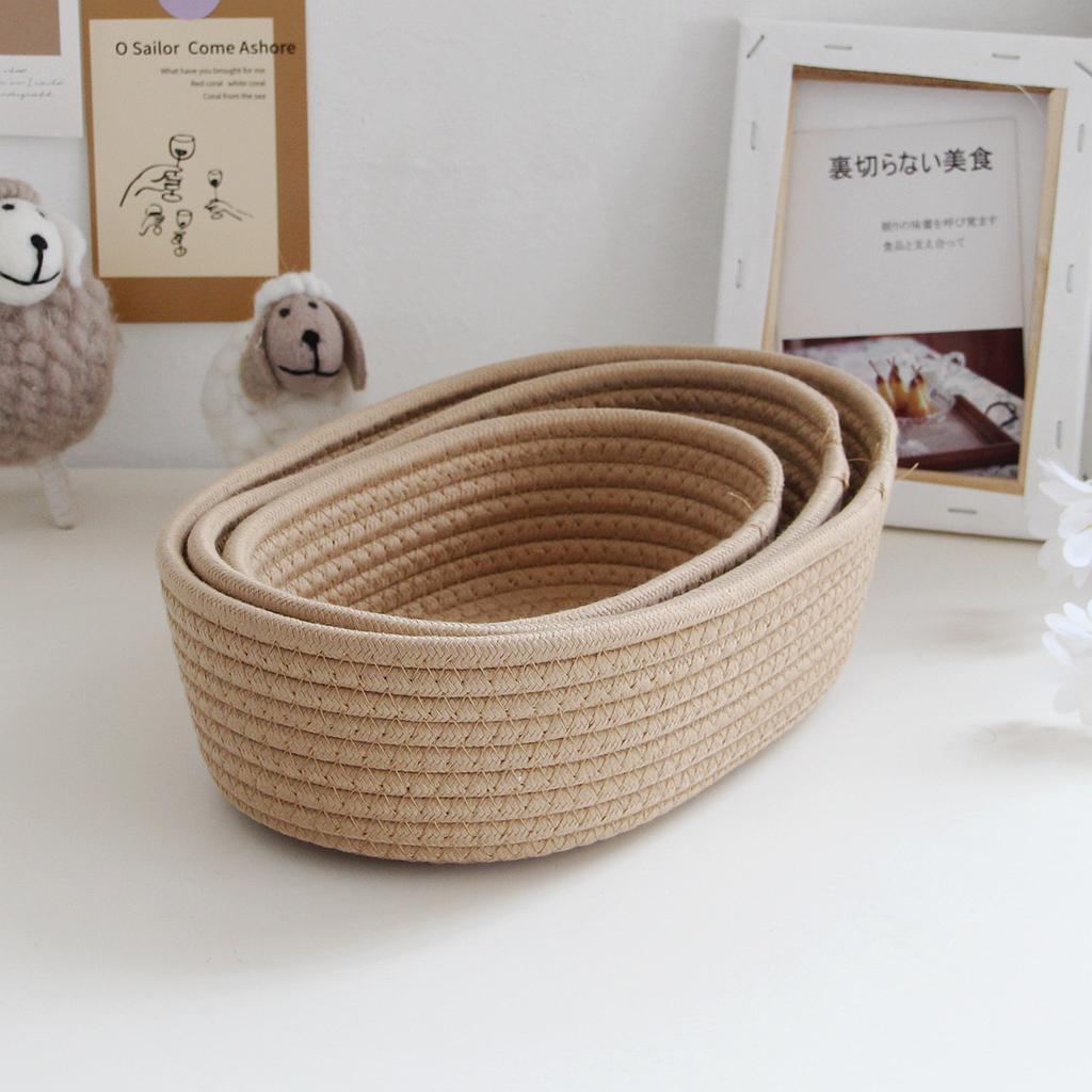 3 Stück/Set Nordische Baumwollseil Geflochtene Aufbewahrungskörbe Organizer Boxen Schreibtisch Snack-Organizer Korb Haushaltsgegenstände Schlüssel Kosmetik Aufbewahrung