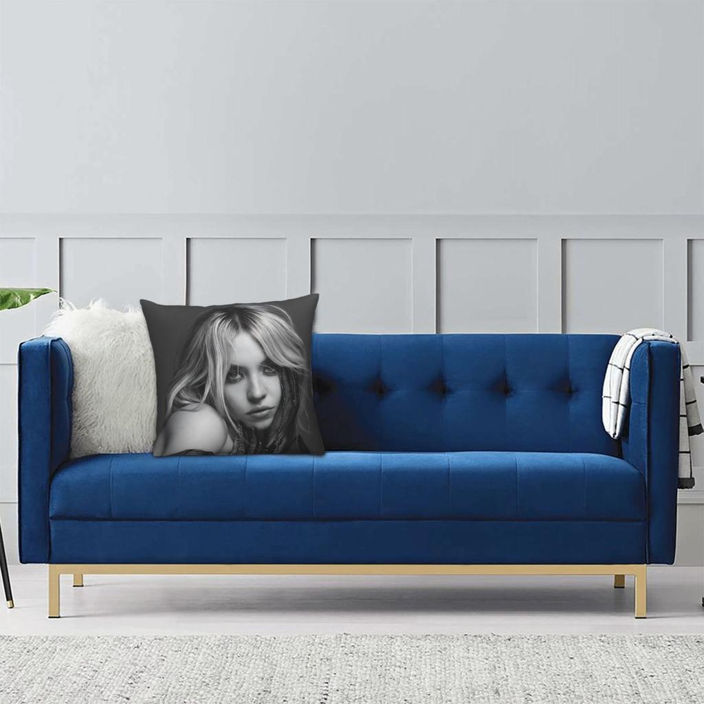 Sydney Sweeney American Actress Photo Pattern Pillow Cover Pillow Case For Sofa Home Decorative Cushion Cover Soft Pillowcases