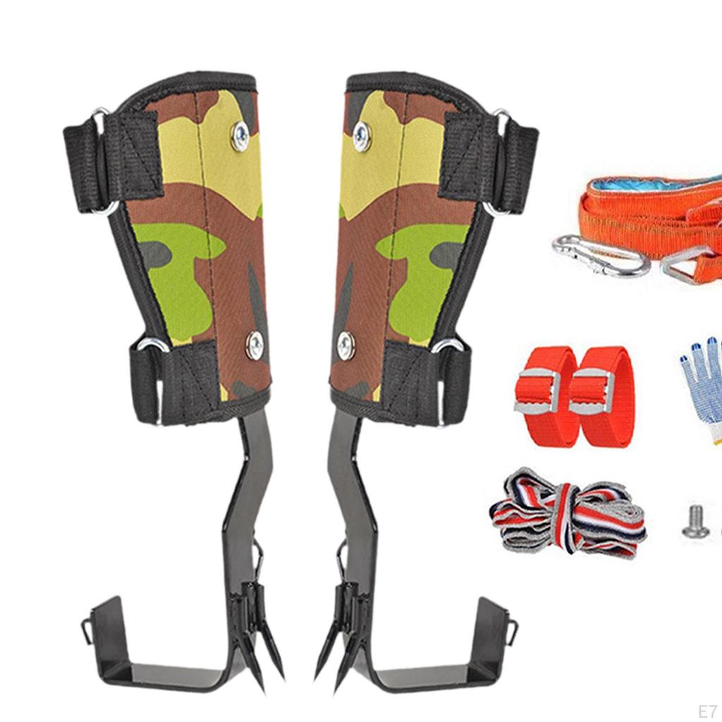 Tree Climbing Spikes Professional Fall Protection Wide Pedal W/ Ankle Straps Gear for