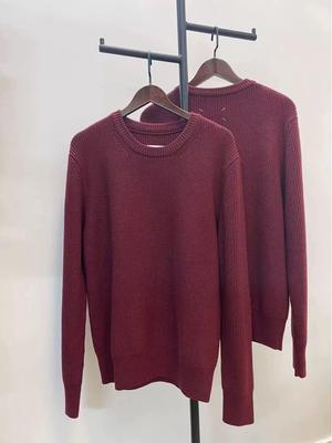 Margiela 21AW Weinrot Baumwollstrick Rundhals Pullover, Unisex MM6 Kollektion