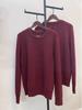 Margiela 21AW Wine Red Cotton Knit Round Neck Sweater, Unisex MM6 Collection