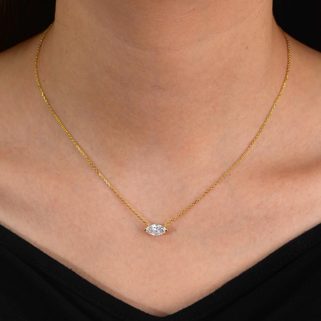 European and American Fashion Popular New S925 Sterling Silver Horse Eye Zircon Pendant Necklace Women's Trend Simple Collarbone Chain