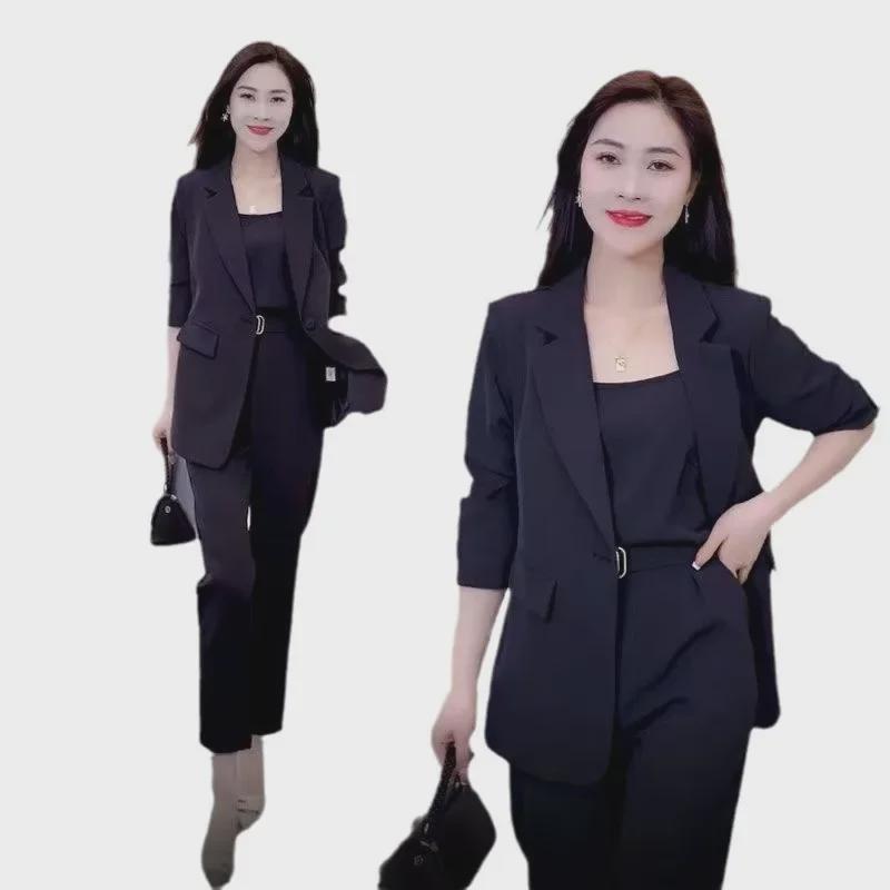 [Buy One Get Three] 2024 Women's Slim Fit Fashion Temperament Light Luxury Three-Piece Suit