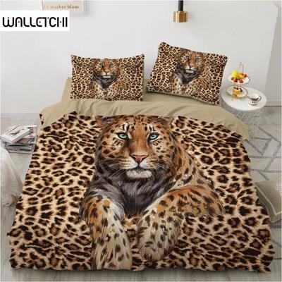 Luxusní povlečení s leopardím vzorem Queen King Double Povlak na přikrývku Pohodlný povlak na přikrývku Souprava na postel Animal Leopard Wild Animal