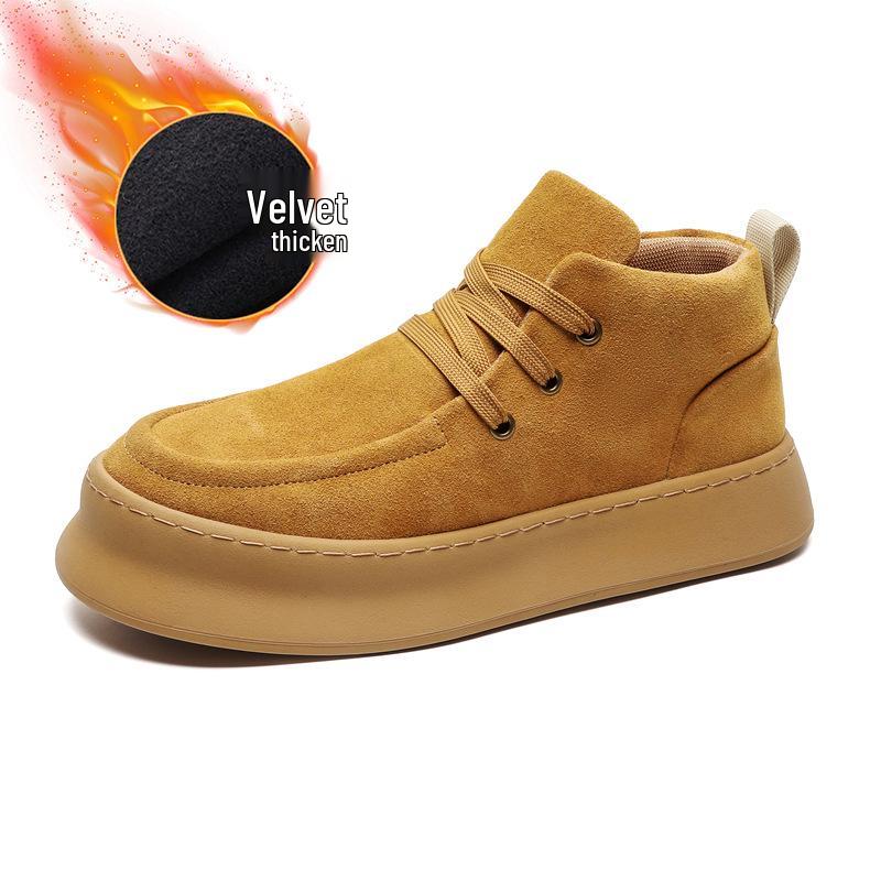 

Мужские ретро замшевые кроссовки с высоким верхом и ботинки Мартина ручной работы - Повседневная рабочая обувь на шнуровке, Осень/Зима, Толстая подошва, Стиль 1207-J. 41