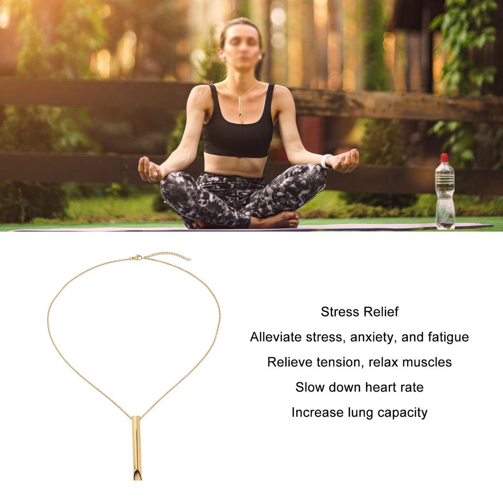 Angst-Atemkette zur Meditation Stressabbau Edelstahl 6cm Anhänger Beruhigende Achtsamkeitskette Gold